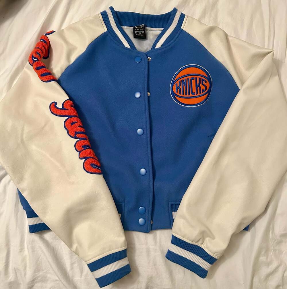Women’s crop New York Knicks Varsity Jacket size 1X